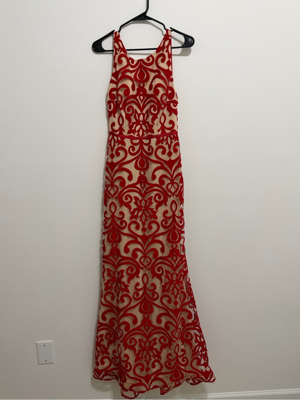 Elegant Patterned Formal Backless Mermaid Dress